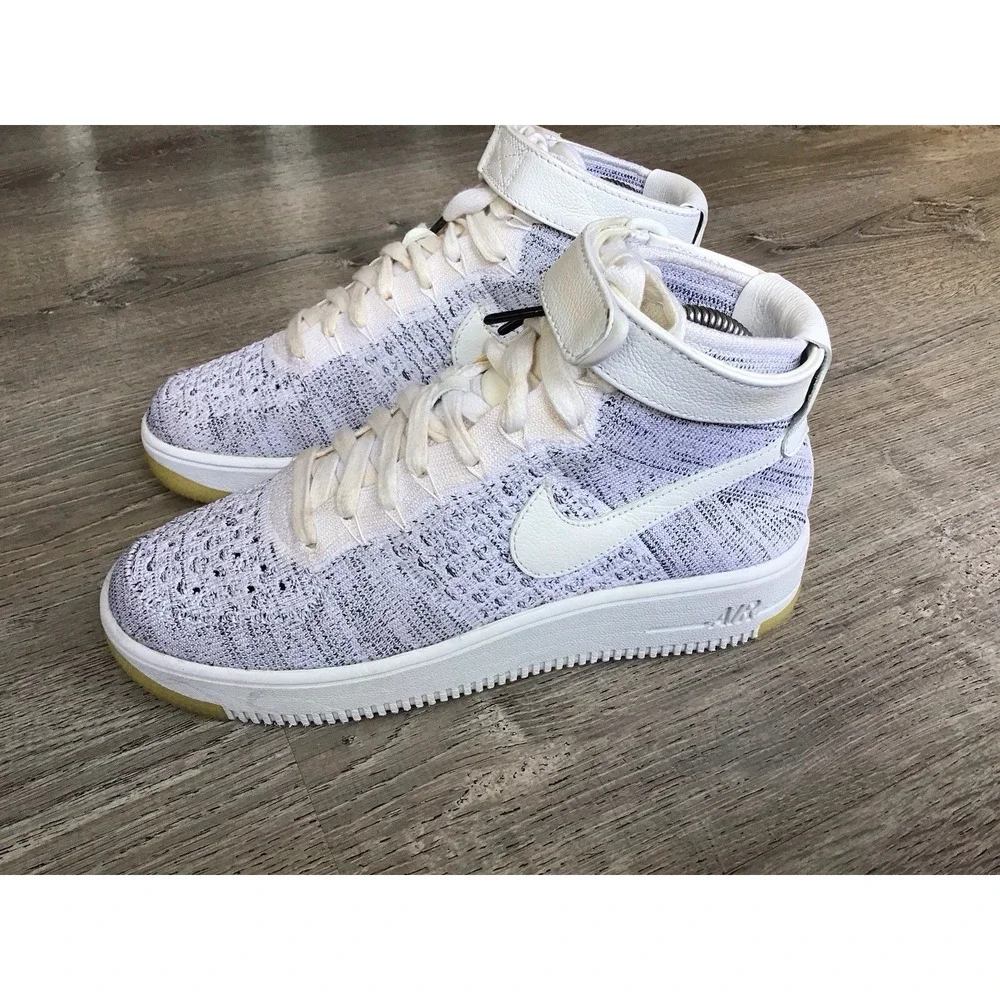 Nike Air Force 1 Womens Ultra Flyknit Sneakers Ankle 818018-101  Shoes Size 8.5